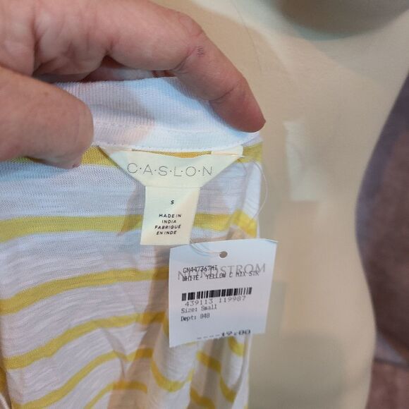 Caslon Short Sleeve Yellow Striped Top Size Small - Picture 4 of 4